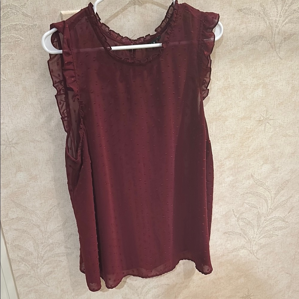 Torrid Red Flutter Sleeve Ruffled Blouse